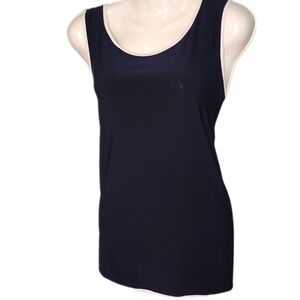 Anne Klein Blue White Trim Top XL